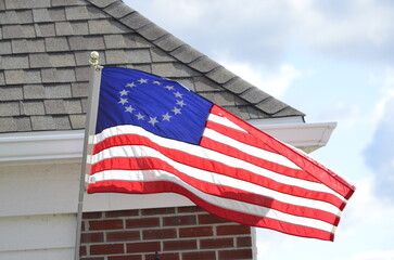 Betsy Ross American flag on a building 13 colonies © Kitz Pix