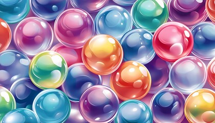 A digital and seamless illustration of colorful marbles
