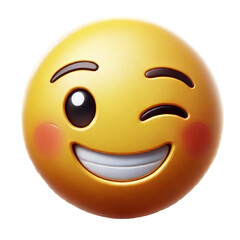 Fototapeta premium Winking Face 3D Emoji with Playful Expression on Transparent Background