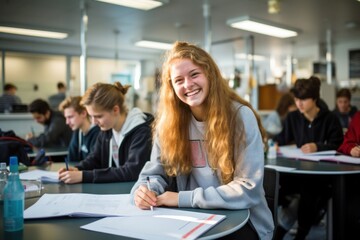 Fototapeta premium Science classroom student studying happy.