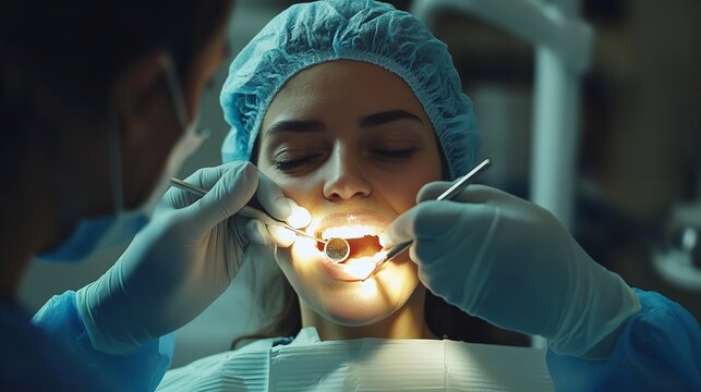 Dentist Carrying Out a Dental Procedure on a Patient