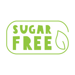 Sugar free. Green color. Hand drawn badge. Vector design. Illustration on white background.