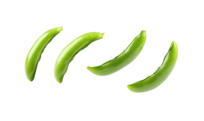 green bean falling on transparent background