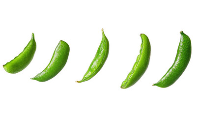 green bean falling on transparent background