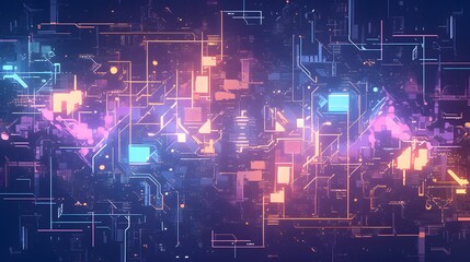 Futuristic Technology Interface with Glowing Lines and Shapes. illustration abstract art background for presentations and wallpaper 