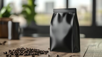 Black Coffee Bag Mockup