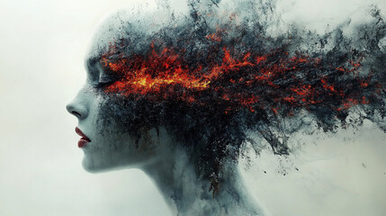 Surreal depiction of mental disorder in abstract art