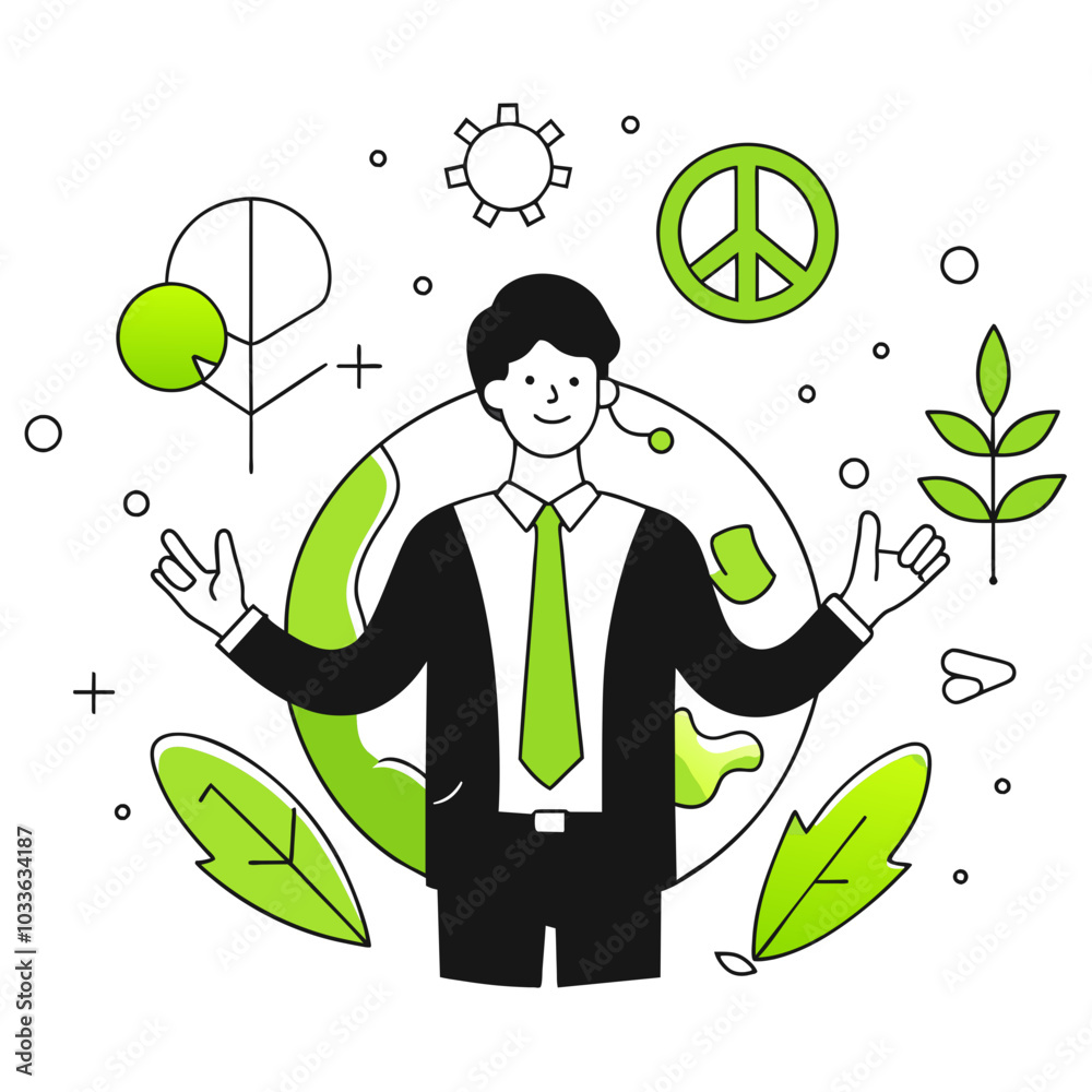 Wall mural peace man illustration