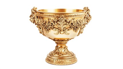 gold trophy cup on white. 