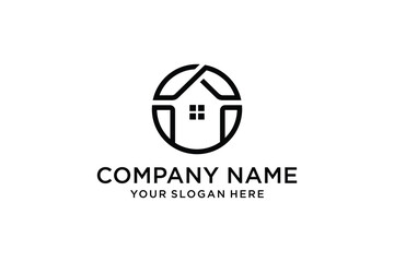 House Line Art Icon Logo Isolated on White Background. Vector Illustration.