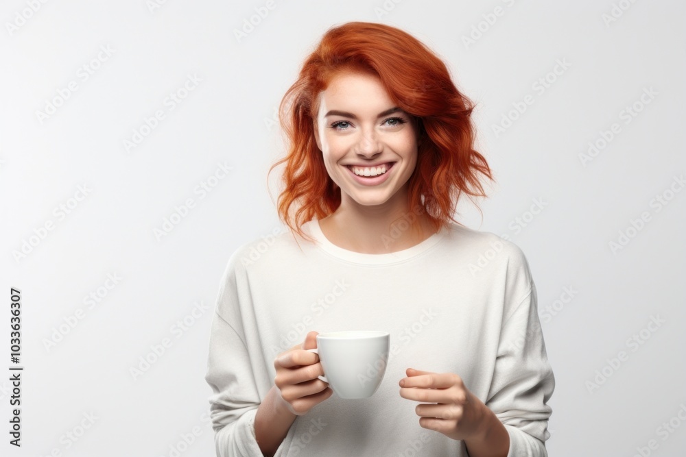 Sticker Coffee cup laughing portrait.