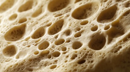 Close-up Texture of a Baked Good, Highlighting Pore Patterns and Light Reflection