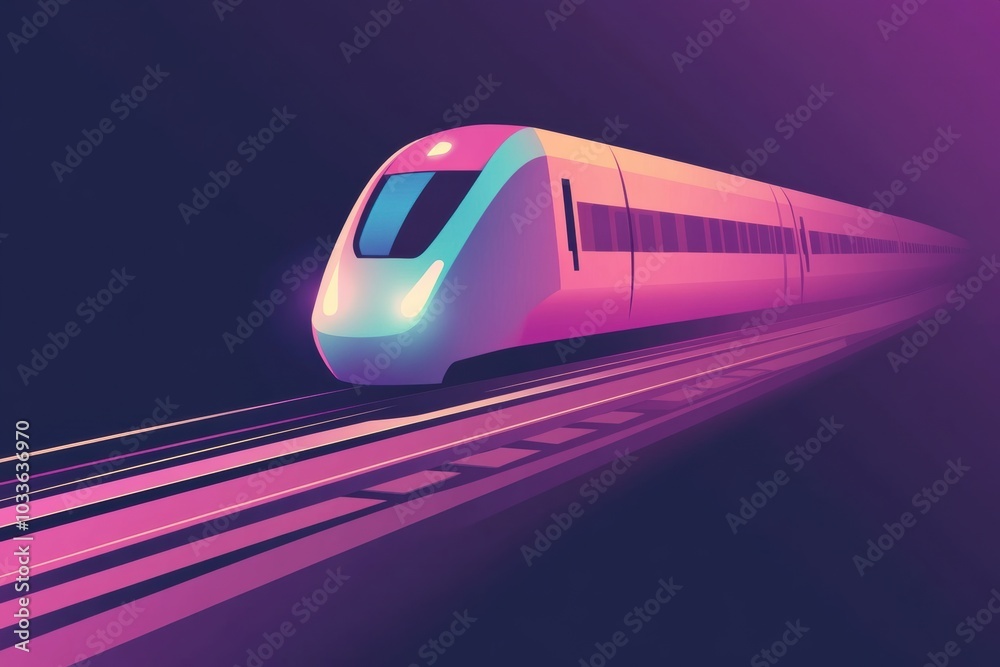 Aufkleber a sleek train icon glides effortlessly along smooth tracks, creating a sense of motion in a vivid, m