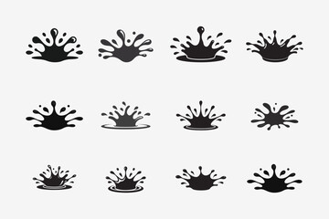 Splash Water Vector Black Set Icon – Fresh Droplet Isolated Vector Illustration