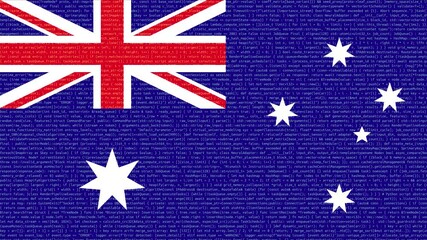 Australia flag - Waving flag on report analytics data statement - Powered by Adobe