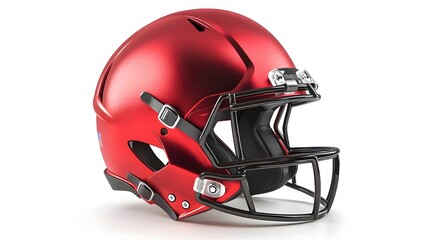 Fototapeta premium red american football helmets isolated on white background.
