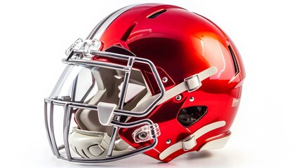 Fototapeta premium red american football helmets isolated on white background.