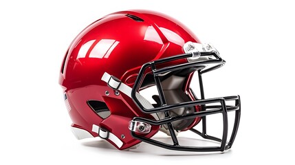 Fototapeta premium red american football helmets isolated on white background.