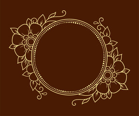 Frame in eastern tradition. Stylized with henna tattoos decorative pattern for decorating covers for book, notebook, casket, magazine, postcard and folder. Flower border in mehndi style.