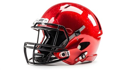 Fototapeta premium red american football helmets isolated on white background.