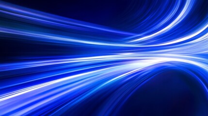 A dynamic abstract image featuring flowing blue lines and light effects.