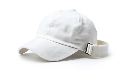 Fototapeta premium white canvas fabric cap isolated on white background. 