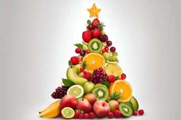 Christmas tree made of fruit