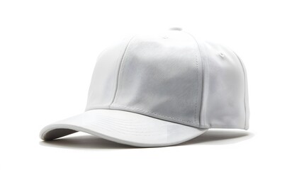 Fototapeta premium white canvas fabric cap isolated on white background. 