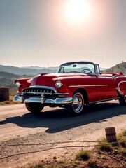 A beautiful 1950s red car with vintage elegance 