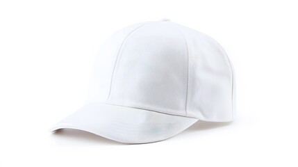 Fototapeta premium white canvas fabric cap isolated on white background. 