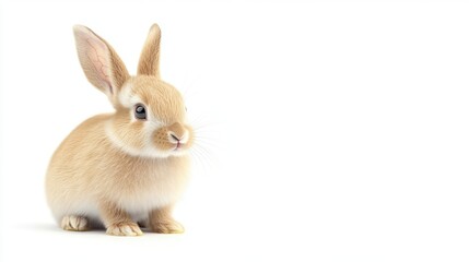 Obraz premium Cute Bunny Sitting on White Background