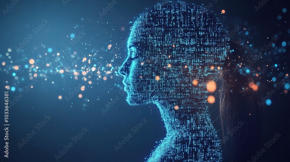 Poster Digital Profile with Data Stream Visualization