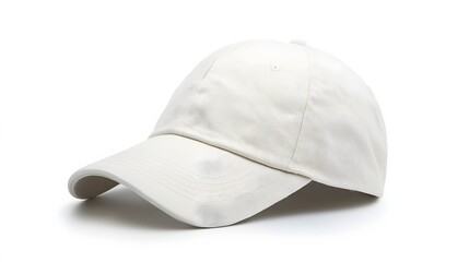 white canvas fabric cap isolated on white background. 
