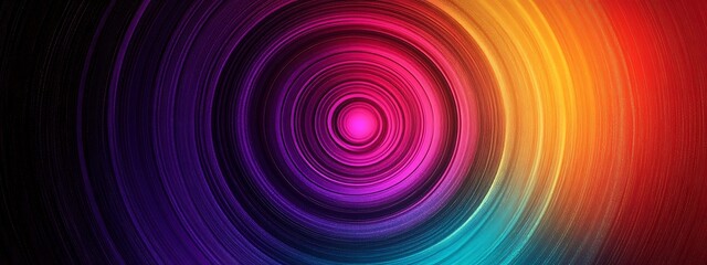 Obraz premium Abstract colorful circle background with concentric rings of purple, blue, green, yellow, and red.