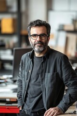 Obraz premium A series of portraits of professionals from different fields, each in their workspace