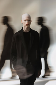 Minimalist fashion portrait with blurred motion effect