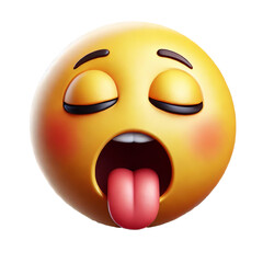 Fototapeta premium Yawning 3D Emoji Face with Closed Eyes on Transparent Background