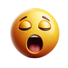Fototapeta premium Yawning 3D Emoji Face with Closed Eyes on Transparent Background