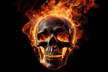 Skull fire black flame.