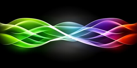 Naklejka premium Colorful abstract waves on a black background