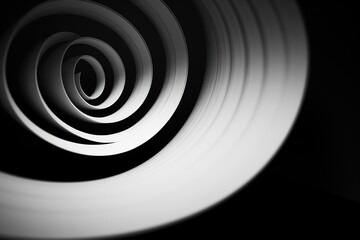 Obraz premium A black and white photo of a circular object spiral backgrounds electronics.