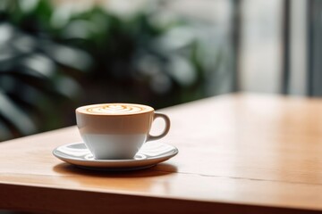 Coffee latte on table drink cup mug.