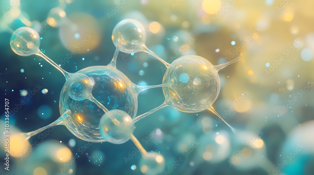 Wall mural abstract representation of a molecular structure with interconnected spheres