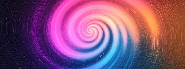 Abstract colorful spiral background with pink, blue, and orange colors.