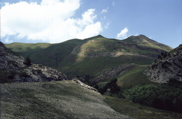 Mountain landscape along the road to Aubisque pass, France