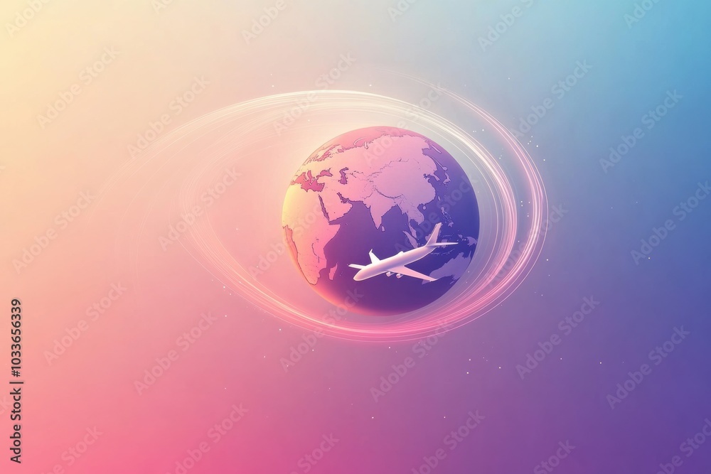 Aufkleber this design showcases a globe with a plane soaring around it, highlighting the essence of internatio