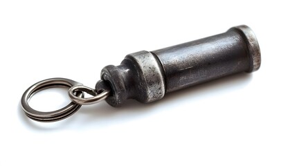 Metal whistle isolated on white. 