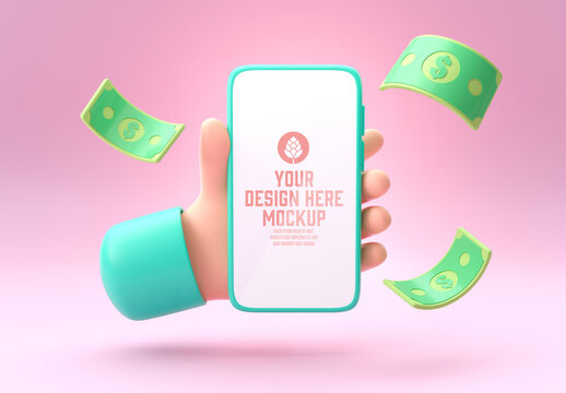 Mobile with Money Concept Mockup