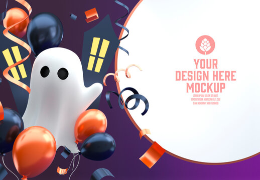 Halloween Concept with a Ghost Mockup