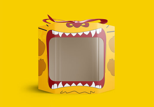 Cardboard Box with Plastic Window Mockup